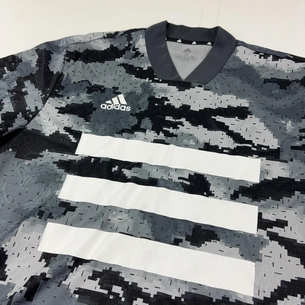 Adidas Tango AOP Jersey Mens Medium Gray Digital Camo Soccer Shirt DZ9536
